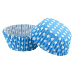 Caissettes cupcakes bleues à pois blancs (x50)-Cerf Dellier Hot