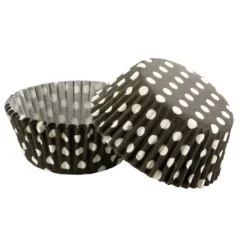 Caissettes cupcakes noires à pois blancs (x50)-Cerf Dellier Online