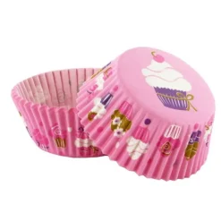 Caissettes cupcakes "Cupcakes fond rose" (x50)-Cerf Dellier Outlet