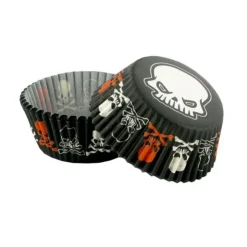 Caissettes cupcakes "Halloween crânes" (x50)-Cerf Dellier New