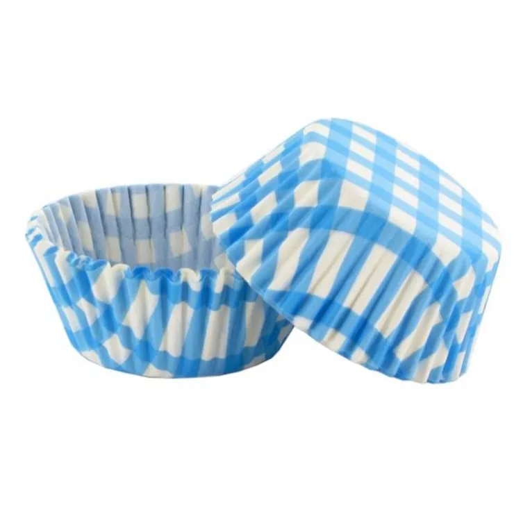 Caissettes cupcakes "Vichy bleu" (x50)-Cerf Dellier