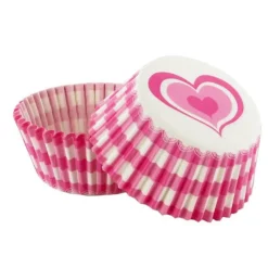 Caissettes cupcakes "Vichy cœur rose" (x50)-Cerf Dellier