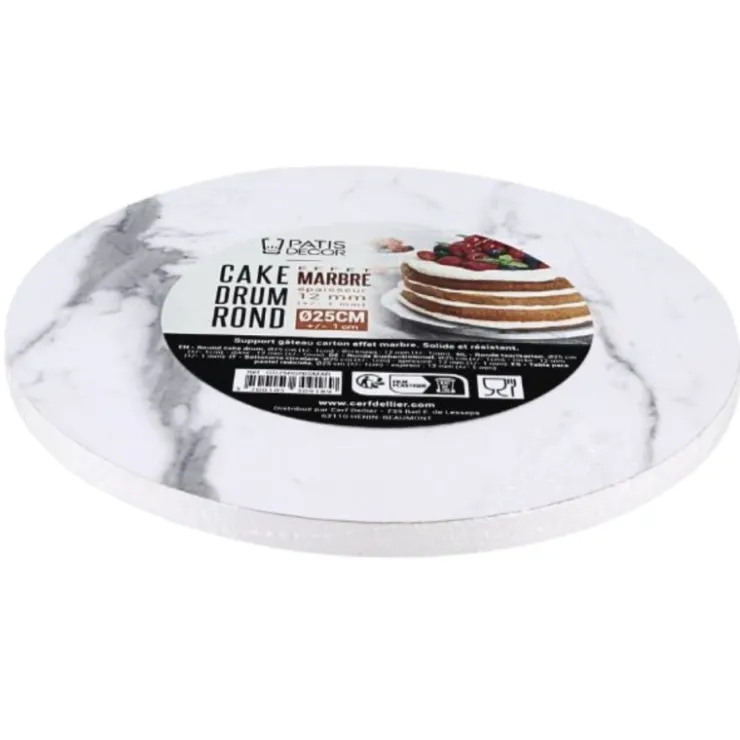 Cake Drum Rond Effet Marbre Ø 25 cm-Cerf Dellier Clearance
