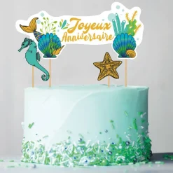 Cake topper assortis "Joyeux anniversaire" thème Sirène-Cerf Dellier Discount