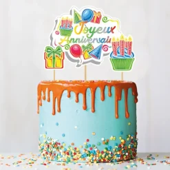 Cake topper assortis "Joyeux anniversaire" thème anniversaire enfantin-Cerf Dellier Sale