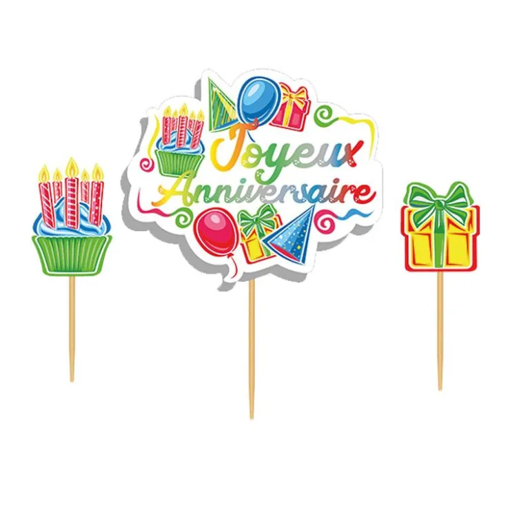 Cake topper assortis "Joyeux anniversaire" thème anniversaire enfantin-Cerf Dellier Sale