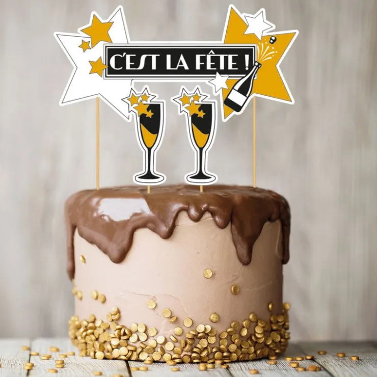 Cake topper assortis thème Festif "C'est la fête"-Cerf Dellier Discount