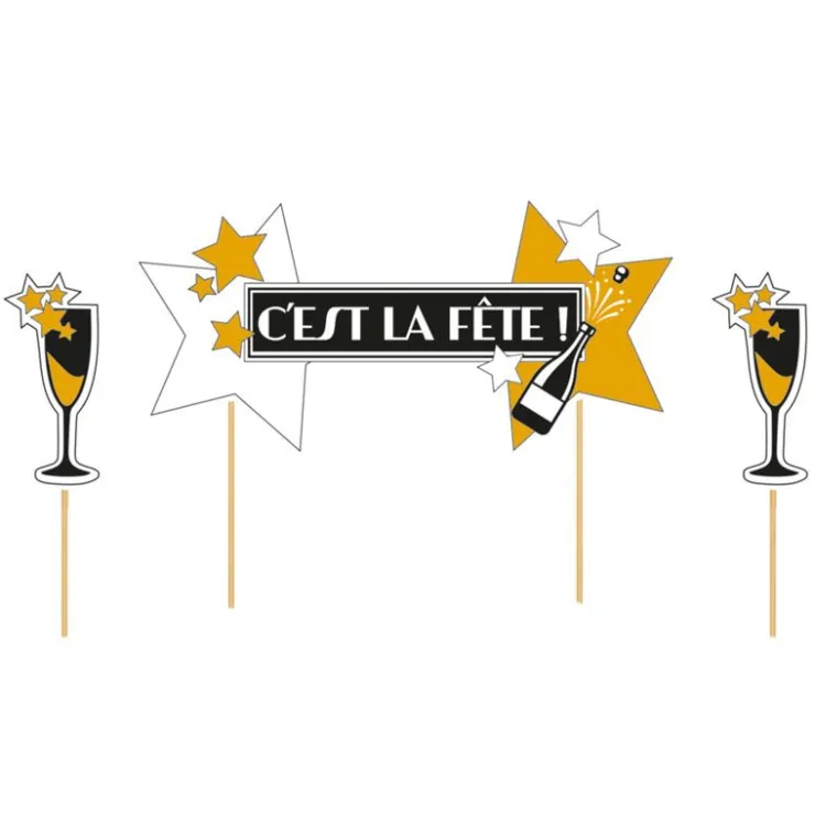 Cake topper assortis thème Festif "C'est la fête"-Cerf Dellier Discount