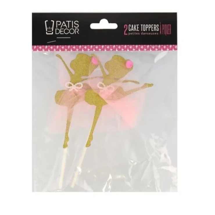 Cake topper danseuse dorée (x 2)-Cerf Dellier