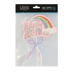 Cake topper Happy Birthday arc en ciel-Cerf Dellier