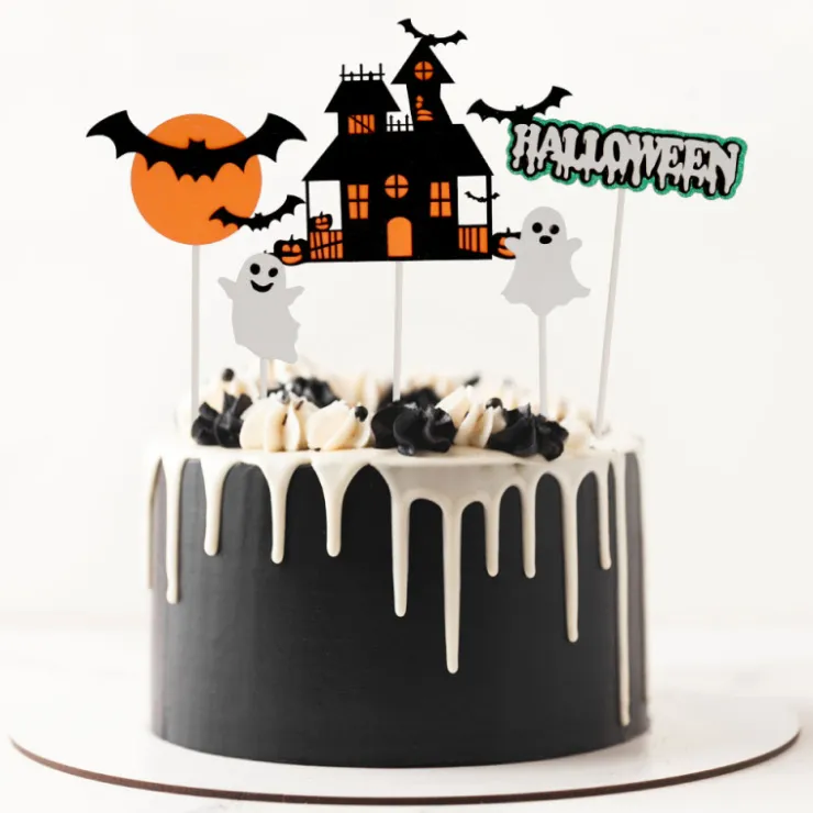 Cake toppers assortis thème Halloween (x5)-Cerf Dellier Discount