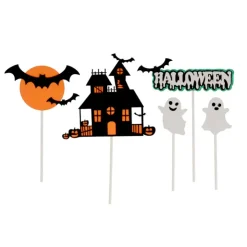 Cake toppers assortis thème Halloween (x5)-Cerf Dellier Discount