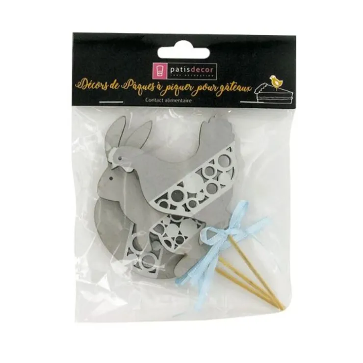 Cake toppers Pâques gris (x3)-Cerf Dellier Hot