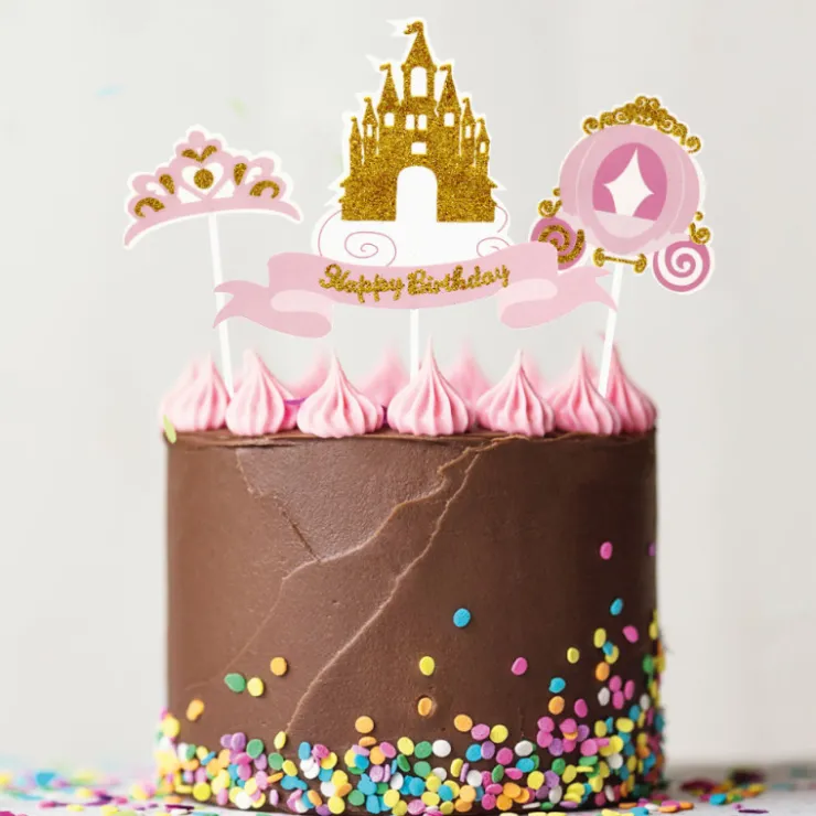 Cakes toppers Anniversaire princesses (x4)-Cerf Dellier Outlet