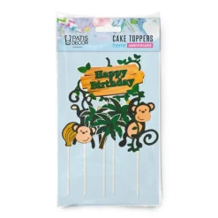 Cakes toppers Anniversaire jungle (x5)-Cerf Dellier Clearance