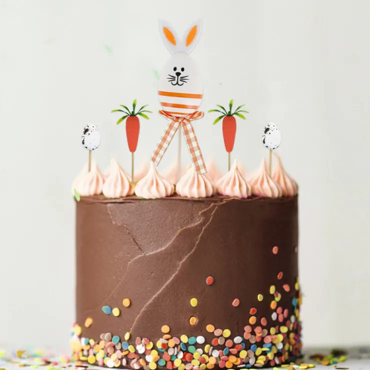 Cakes toppers lapin de Pâques (x5)-Cerf Dellier Best
