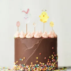 Cakes toppers lapin et poussin de Pâques (x5)-Cerf Dellier Online