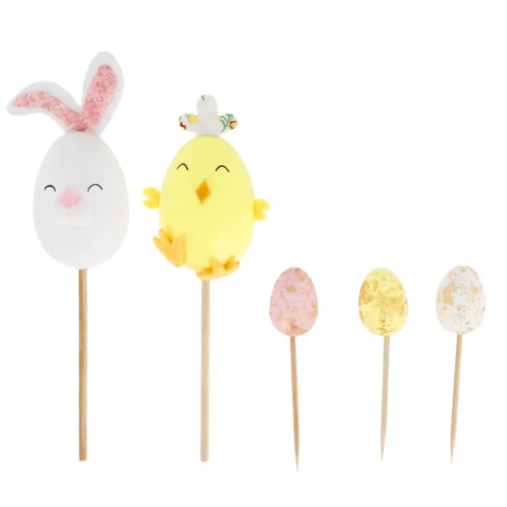 Cakes toppers lapin et poussin de Pâques (x5)-Cerf Dellier Online