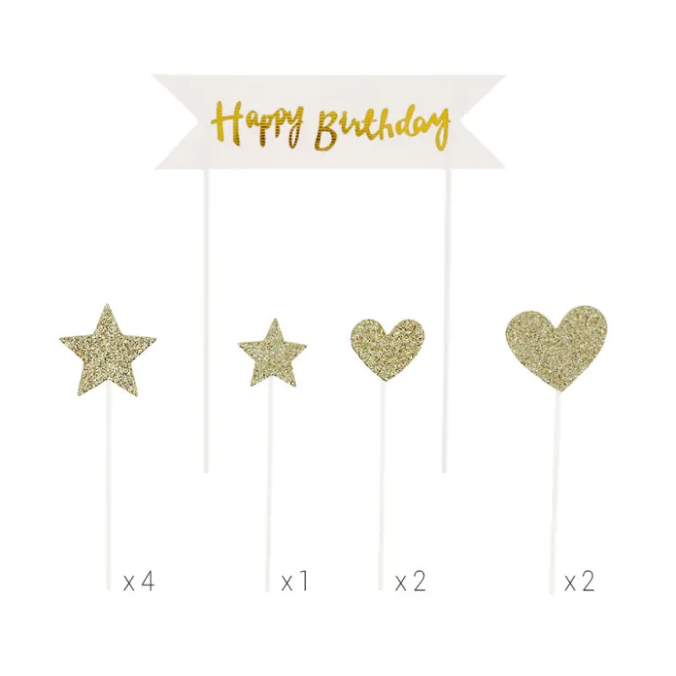 Cakes toppers "Happy birthday" 2 (x10)-Cerf Dellier