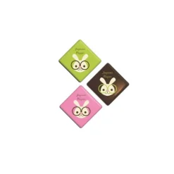 Carrés chocolat lapins à lunettes Joyeuses Pâques assortis (x80)-Cerf Dellier Discount