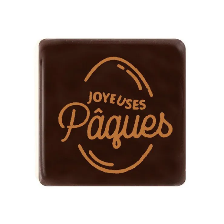 Carrés chocolat "Joyeuses Pâques" 3x3 cm (x 175)-Cerf Dellier Hot