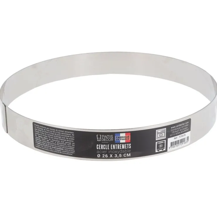 Cercle à entremets inox H 3,5 cm Ø 26 cm-Cerf Dellier Clearance
