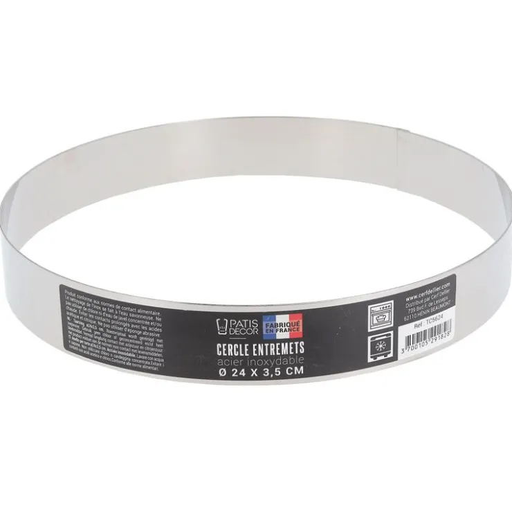Cercle à entremets inox H 3,5 cm Ø 24 cm-Cerf Dellier Discount