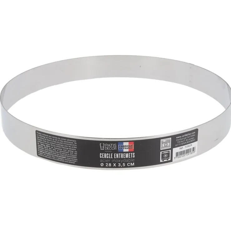 Cercle à entremets inox H 3,5 cm Ø 28 cm-Cerf Dellier Outlet
