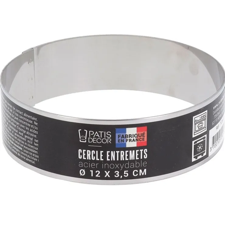 Cercle à entremets inox H 3,5 cm Ø 12 cm-Cerf Dellier New
