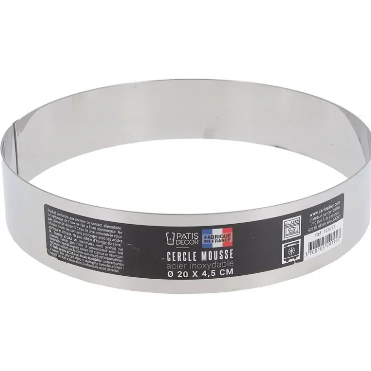 Cercle à mousse inox H 4,5 cm Ø 20 cm-Cerf Dellier Online