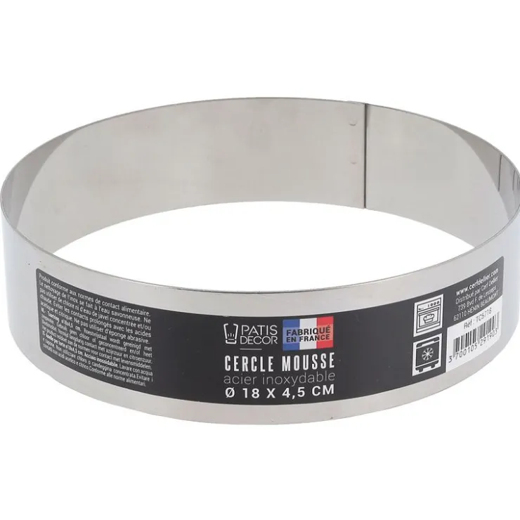Cercle à mousse inox H 4,5 cm Ø 18 cm-Cerf Dellier Outlet