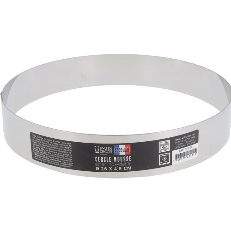 Cercle à mousse inox H 4,5 cm Ø 26 cm-Cerf Dellier Clearance