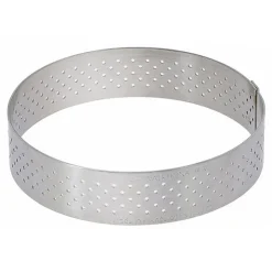 Cercle à tarte perforé à bord droit inox H 2 cm De Buyer-Cerf Dellier
