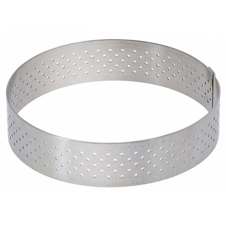 Cercle à tarte perforé à bord droit inox H 2 cm De Buyer-Cerf Dellier