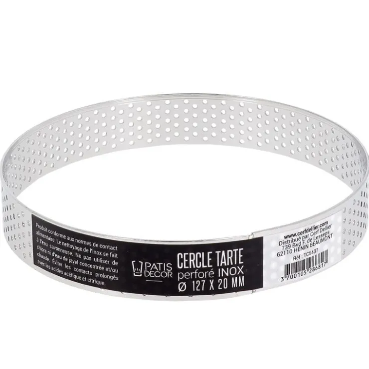 Cercle à tarte perforé inox H 2 cm Ø 12,7 cm-Cerf Dellier Hot