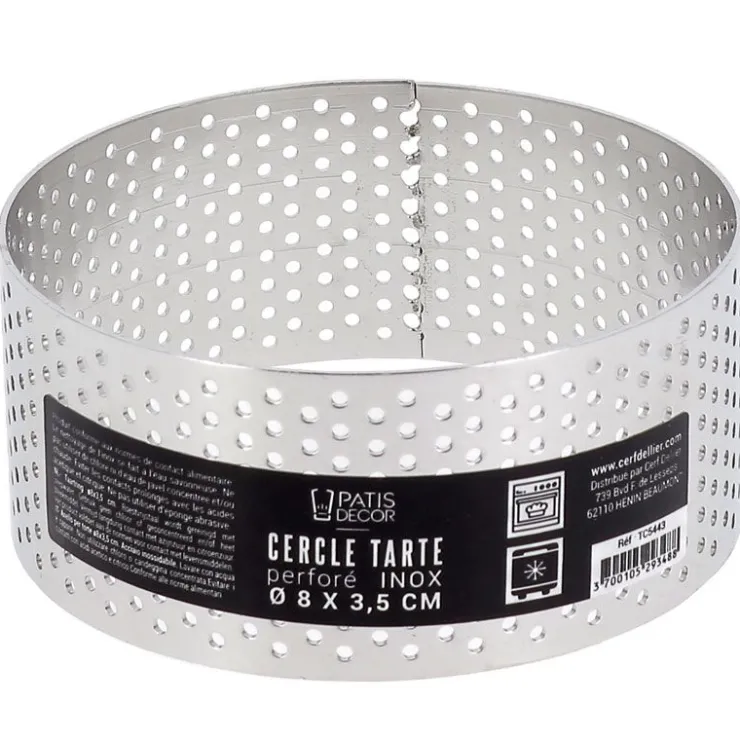 Cercle à tarte perforé inox H 3,5 cm Ø 8 cm-Cerf Dellier Sale