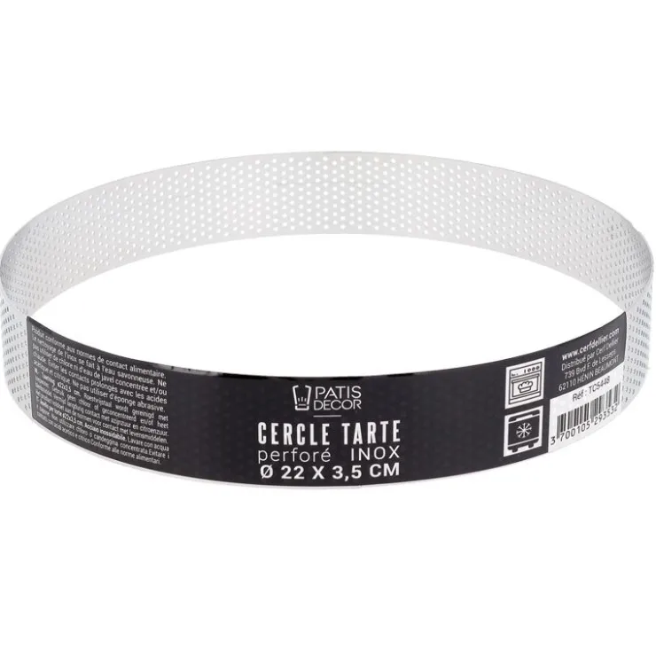 Cercle à tarte perforé inox H 3,5 cm Ø 22 cm-Cerf Dellier Best