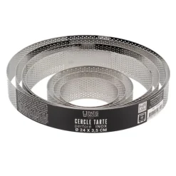 Cercle à tarte perforé inox H 3,5 cm Ø 22 cm-Cerf Dellier Best