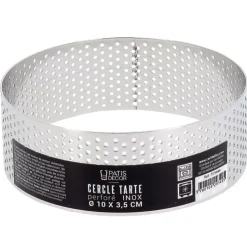Cercle à tarte perforé inox H 3,5 cm Ø 10 cm-Cerf Dellier