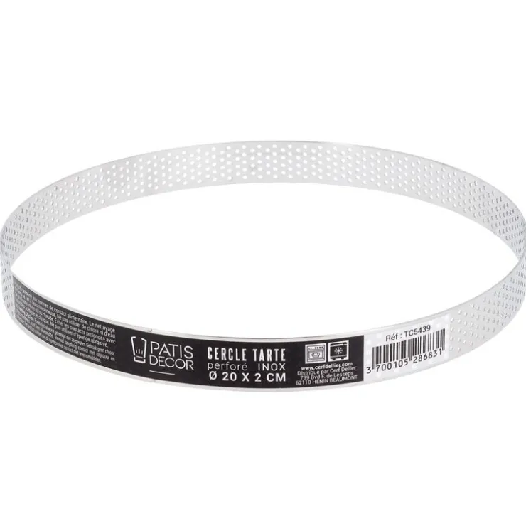 Cercle à tarte perforé inox H 2 cm Ø 20 cm-Cerf Dellier