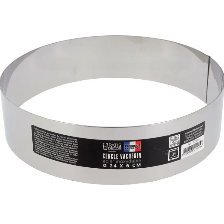 Cercle à vacherin inox H 6 cm Ø 24 cm-Cerf Dellier New
