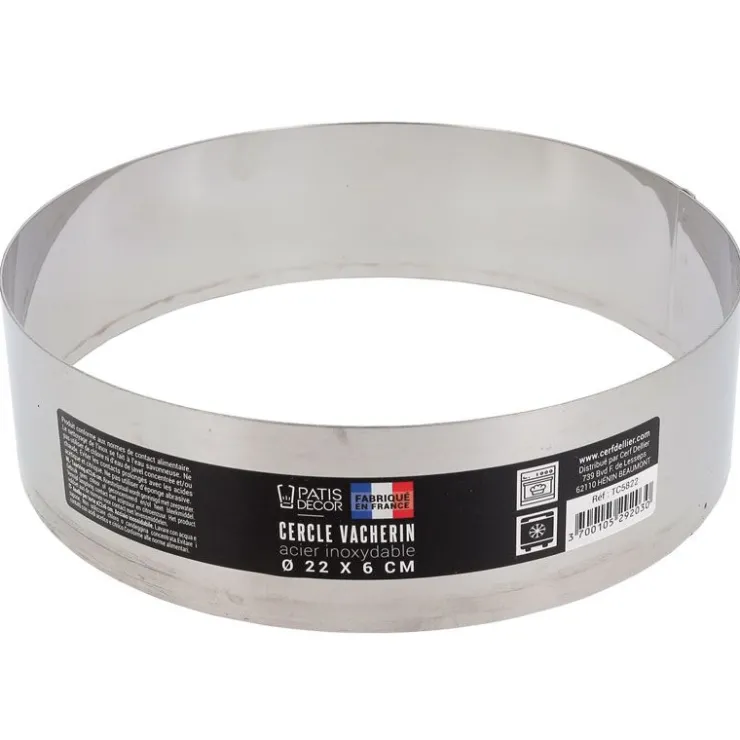 Cercle à vacherin inox H 6 cm Ø 22 cm-Cerf Dellier
