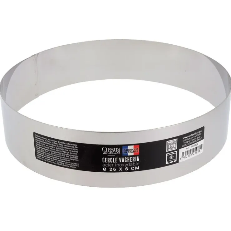 Cercle à vacherin inox H 6 cm Ø 26 cm-Cerf Dellier