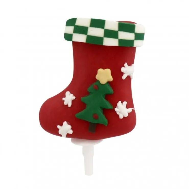 Chaussette de Noël décorée sur pique-Cerf Dellier Hot