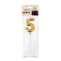 Chiffre 3D 5 doré sur pique-Cerf Dellier Clearance