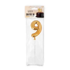 Chiffre 3D 9 doré sur pique-Cerf Dellier Outlet