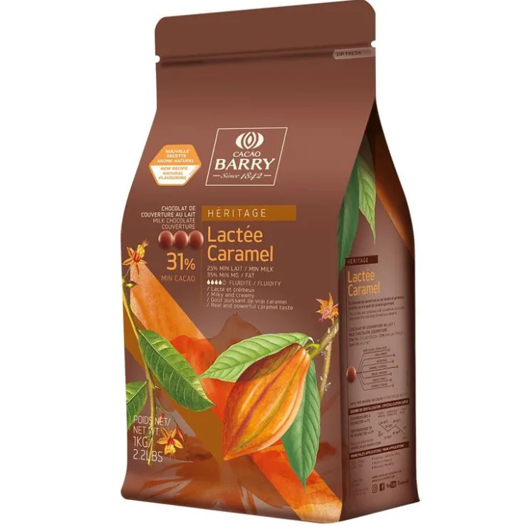 Chocolat de Couverture au Lait Lactée Caramel 31 % 1 kg-Cerf Dellier Online