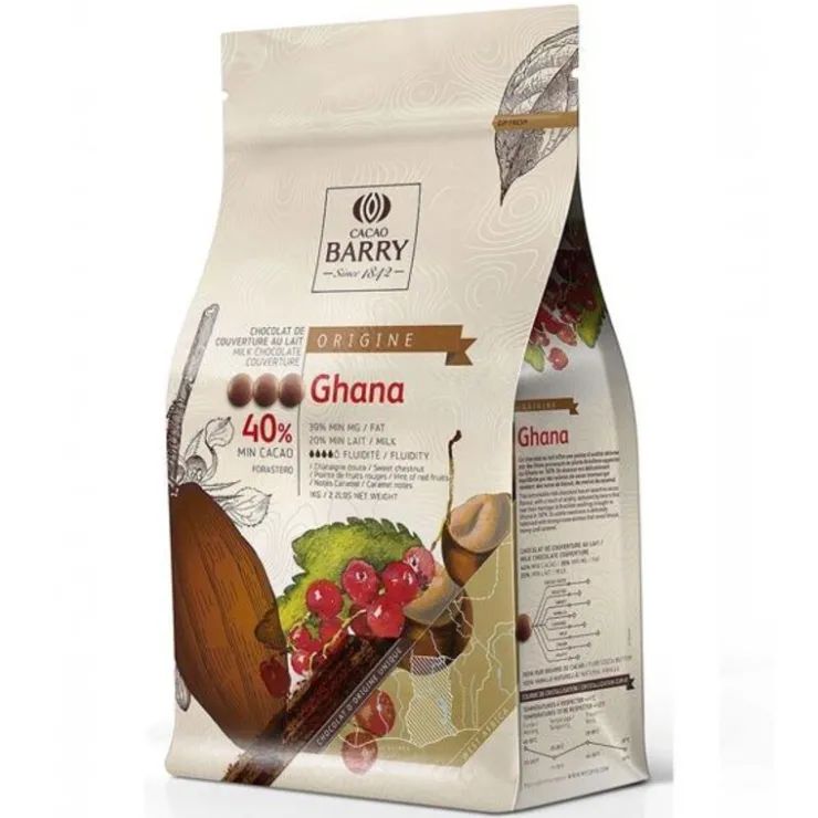 Chocolat de Couverture au Lait origine Ghana 40 % 2,5 Kg-Cerf Dellier Outlet