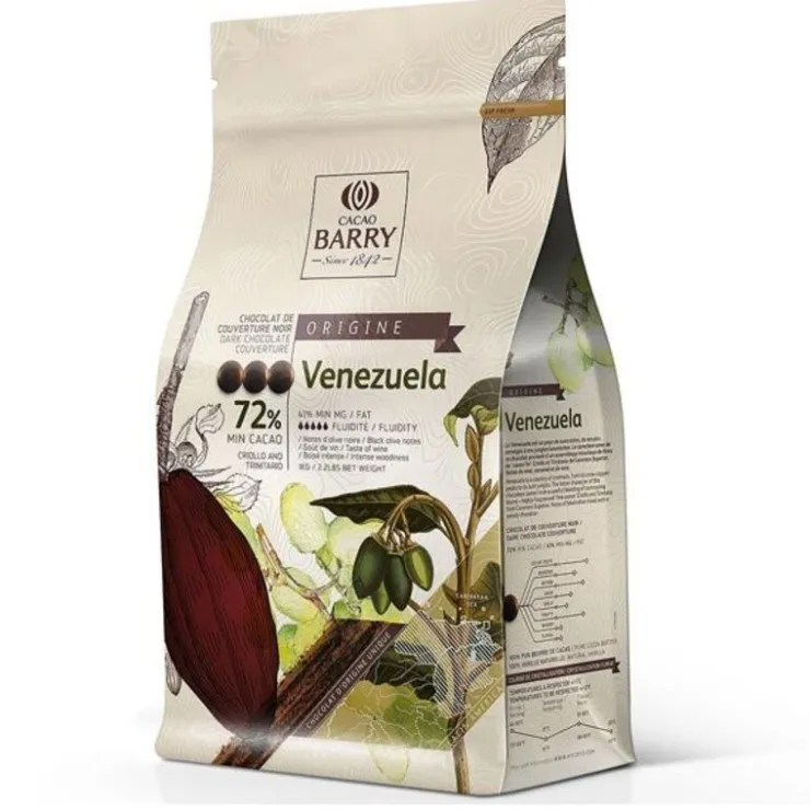 Chocolat de Couverture Noir Origine Venezuela 72 % 2,5 Kg-Cerf Dellier Discount