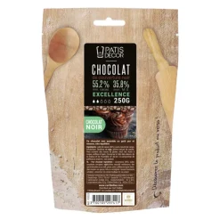 Chocolat de Couverture Noir Excellence pistoles 55 % 250 g-Cerf Dellier New